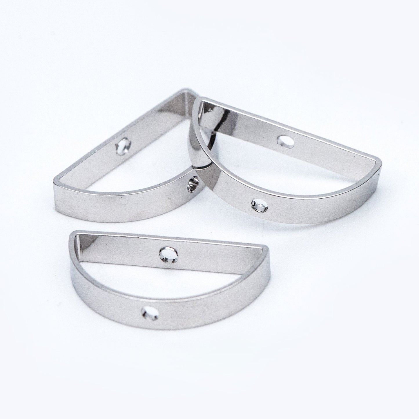 10pcs Gold/ Silver tone Semicircle Link Pendants 21x11mm, Gold/ Rhodium plated Brass, Geometric Half Moon Charms with 2 Holes (GB-791)