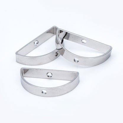 10pcs Gold/ Silver tone Semicircle Link Pendants 21x11mm, Gold/ Rhodium plated Brass, Geometric Half Moon Charms with 2 Holes (GB-791)