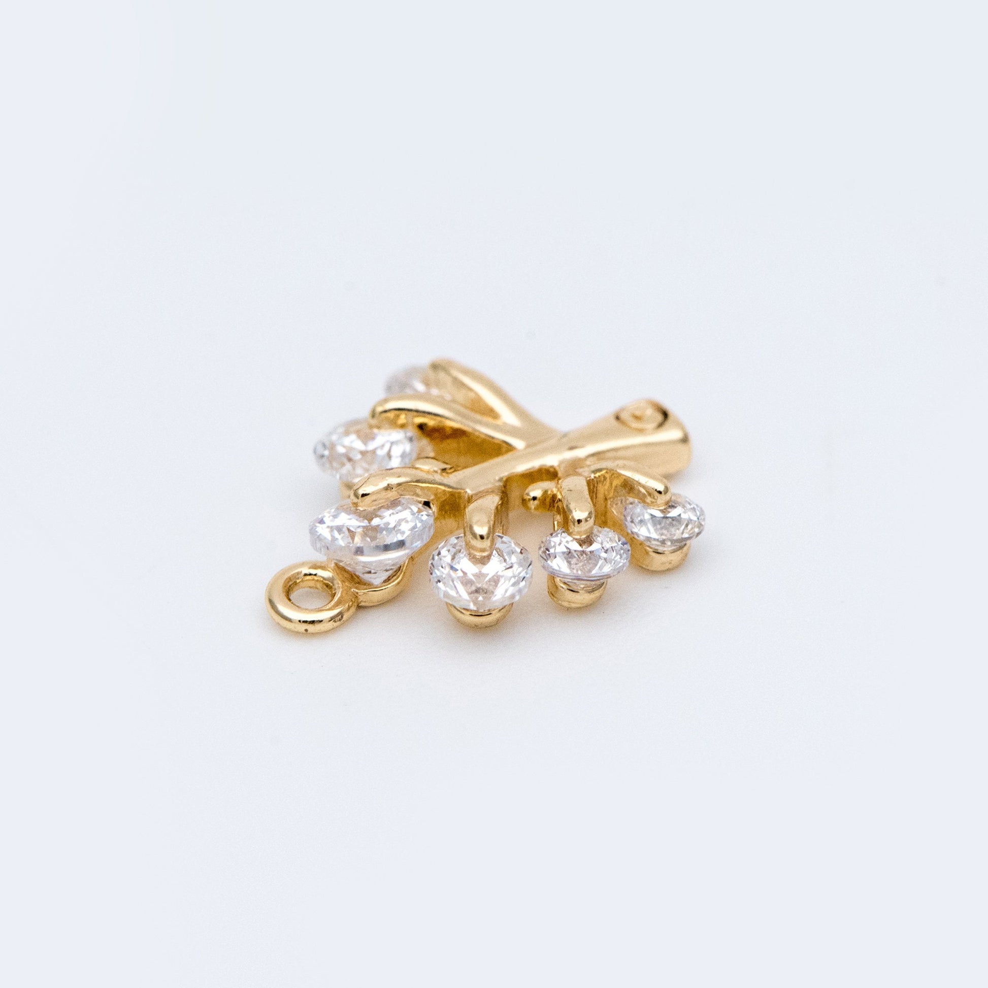 10pcs CZ pave Gold Tree Charms 12x10mm, 18K Gold plated Brass Plant Pendants (GB-771)