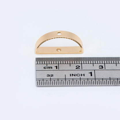 10pcs Gold/ Silver tone Semicircle Link Pendants 21x11mm, Gold/ Rhodium plated Brass, Geometric Half Moon Charms with 2 Holes (GB-791)