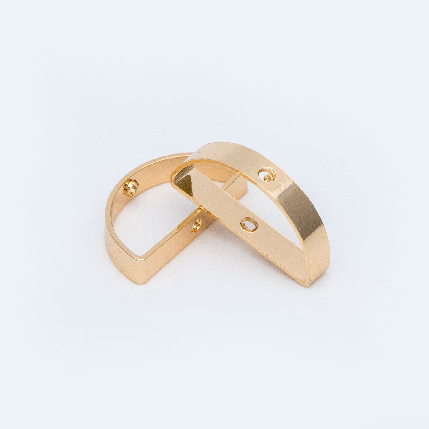 10pcs Gold/ Silver tone Semicircle Link Pendants 21x11mm, Gold/ Rhodium plated Brass, Geometric Half Moon Charms with 2 Holes (GB-791)