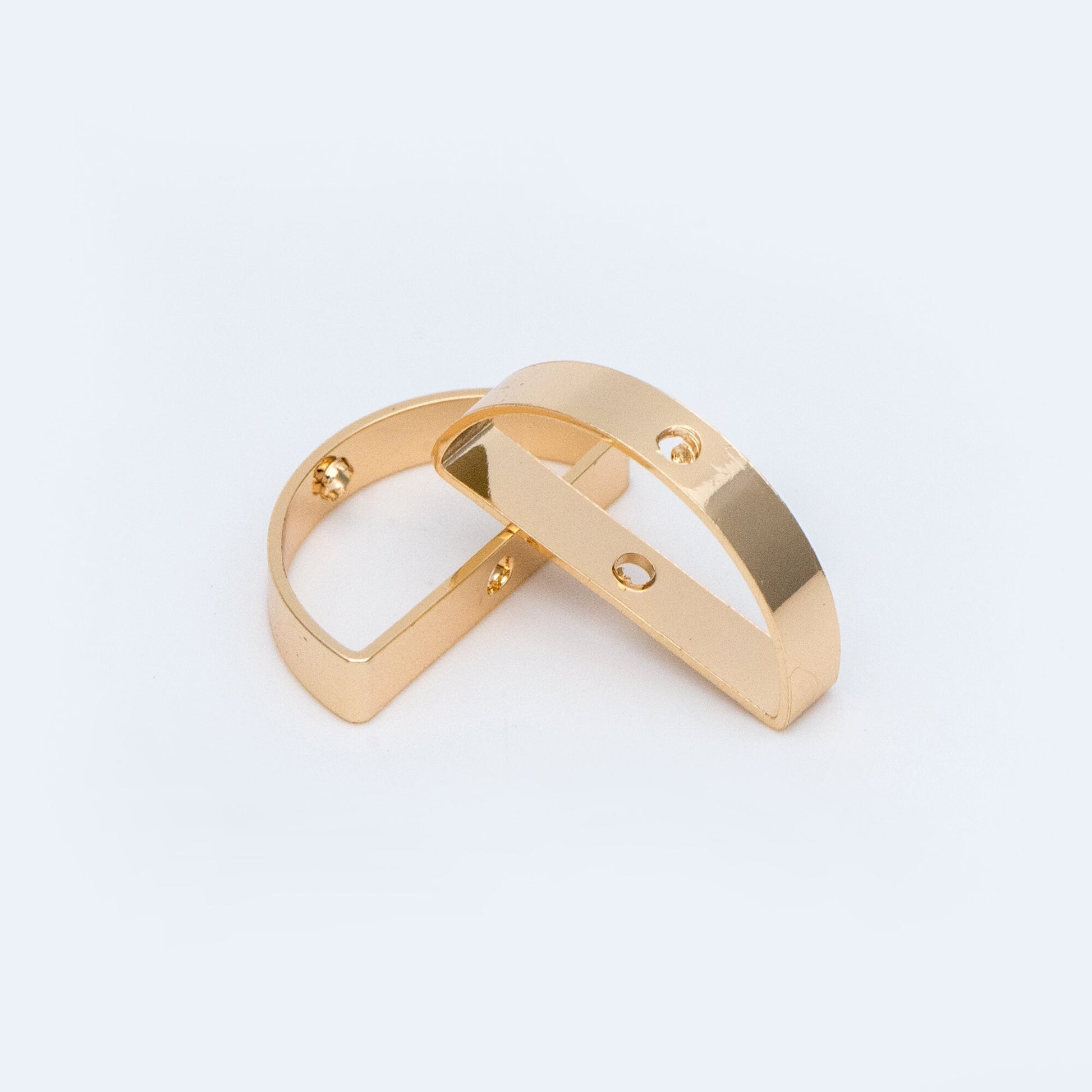 10pcs Gold/ Silver tone Semicircle Link Pendants 21x11mm, Gold/ Rhodium plated Brass, Geometric Half Moon Charms with 2 Holes (GB-791)