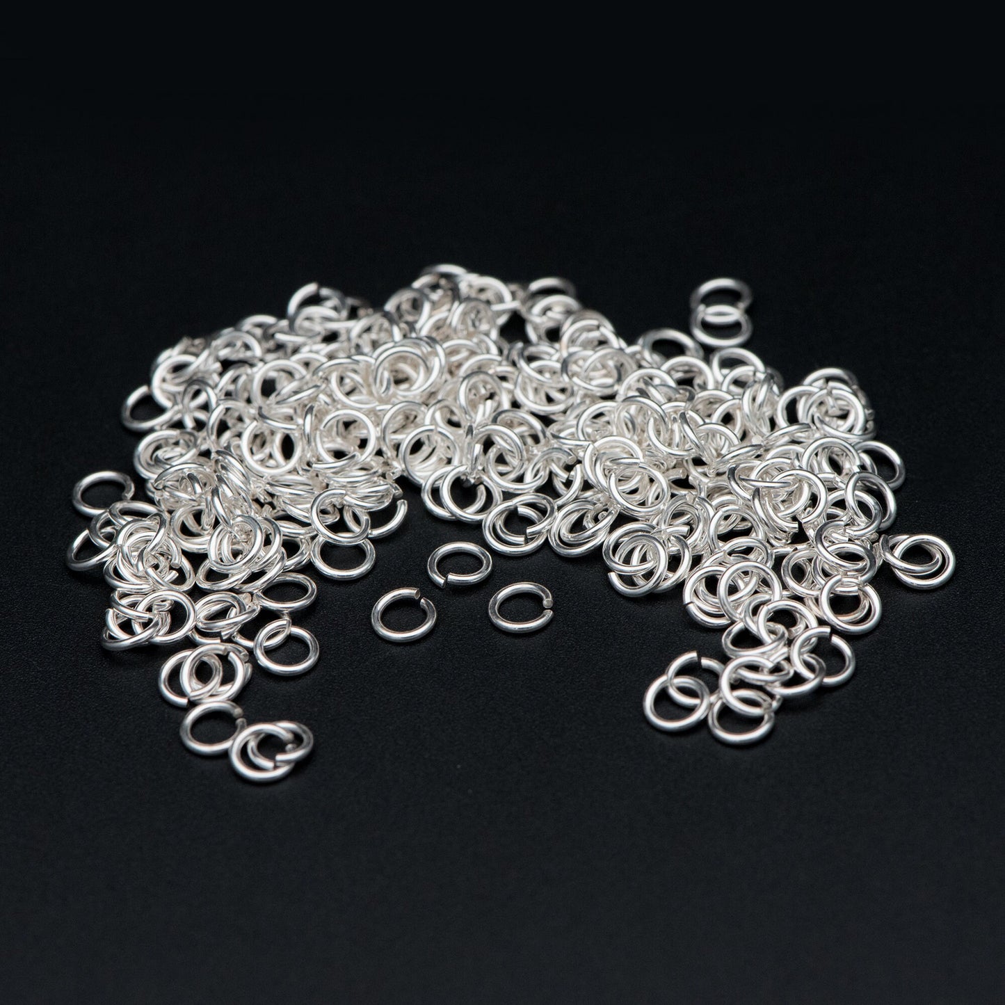 50pcs Sterling Silver Open Jump Rings, 4-6mm by 0.7-0.8mm (20-21 Gauge), .925 Silver Split Ring (CY-007)