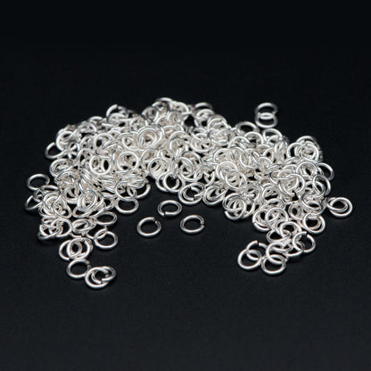 50pcs Sterling Silver Open Jump Rings, 4-6mm by 0.7-0.8mm (20-21 Gauge), .925 Silver Split Ring (CY-007)