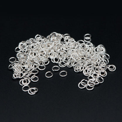 50pcs Sterling Silver Open Jump Rings, 4-6mm by 0.7-0.8mm (20-21 Gauge), .925 Silver Split Ring (CY-007)