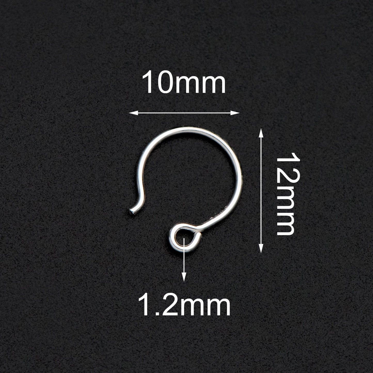 10pcs Sterling Silver Earring Hooks, .925 Silver Round Earwires 12x10mm (CY-016)