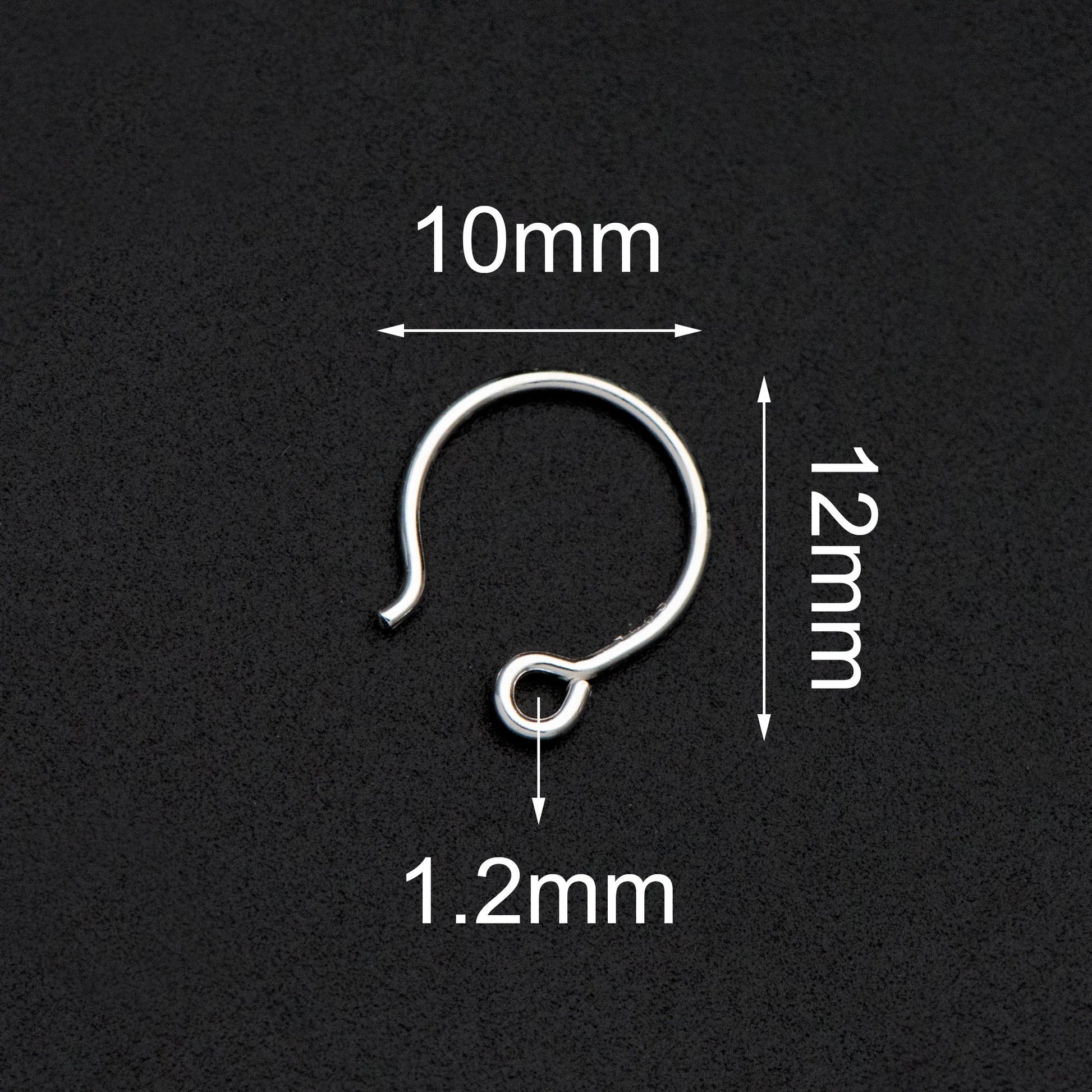 10pcs Sterling Silver Earring Hooks, .925 Silver Round Earwires 12x10mm (CY-016)