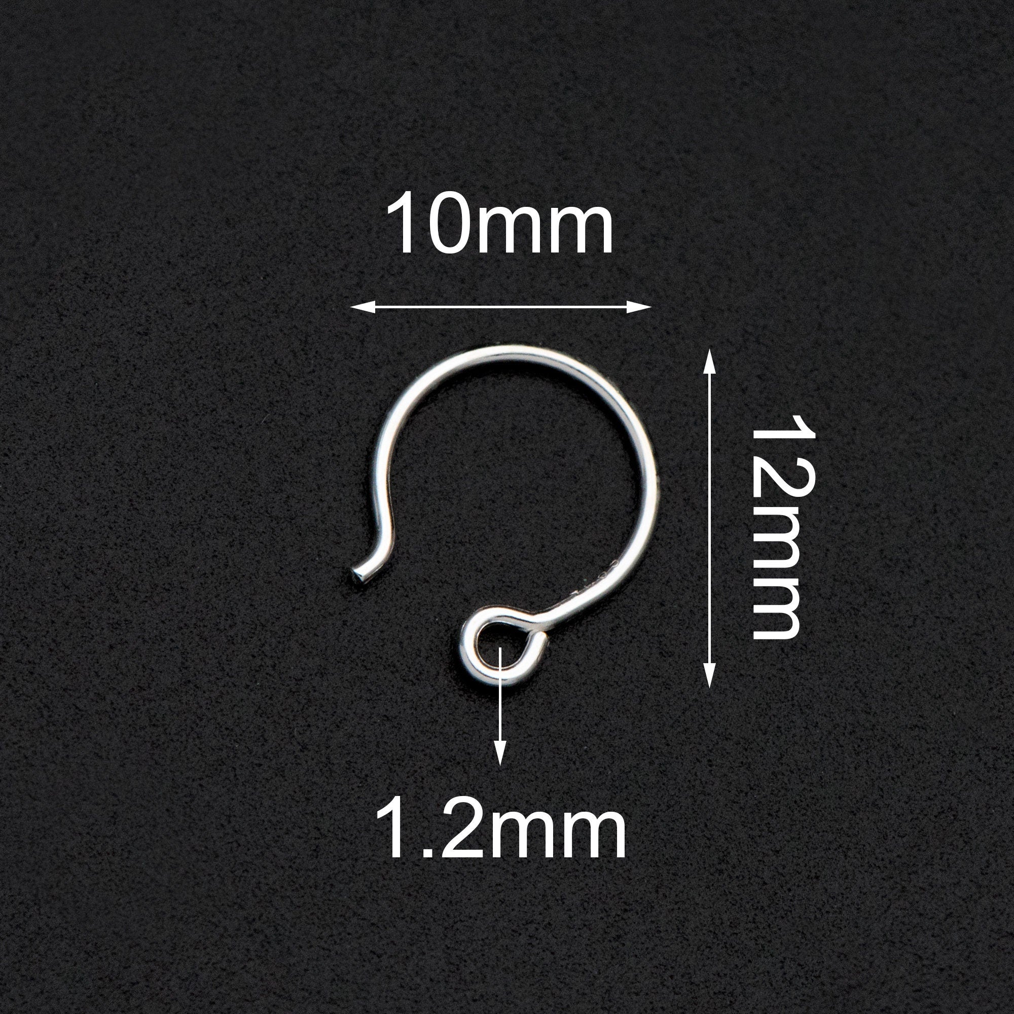 10pcs Sterling Silver Earring Hooks, .925 Silver Round Earwires 12x10mm (CY-016)
