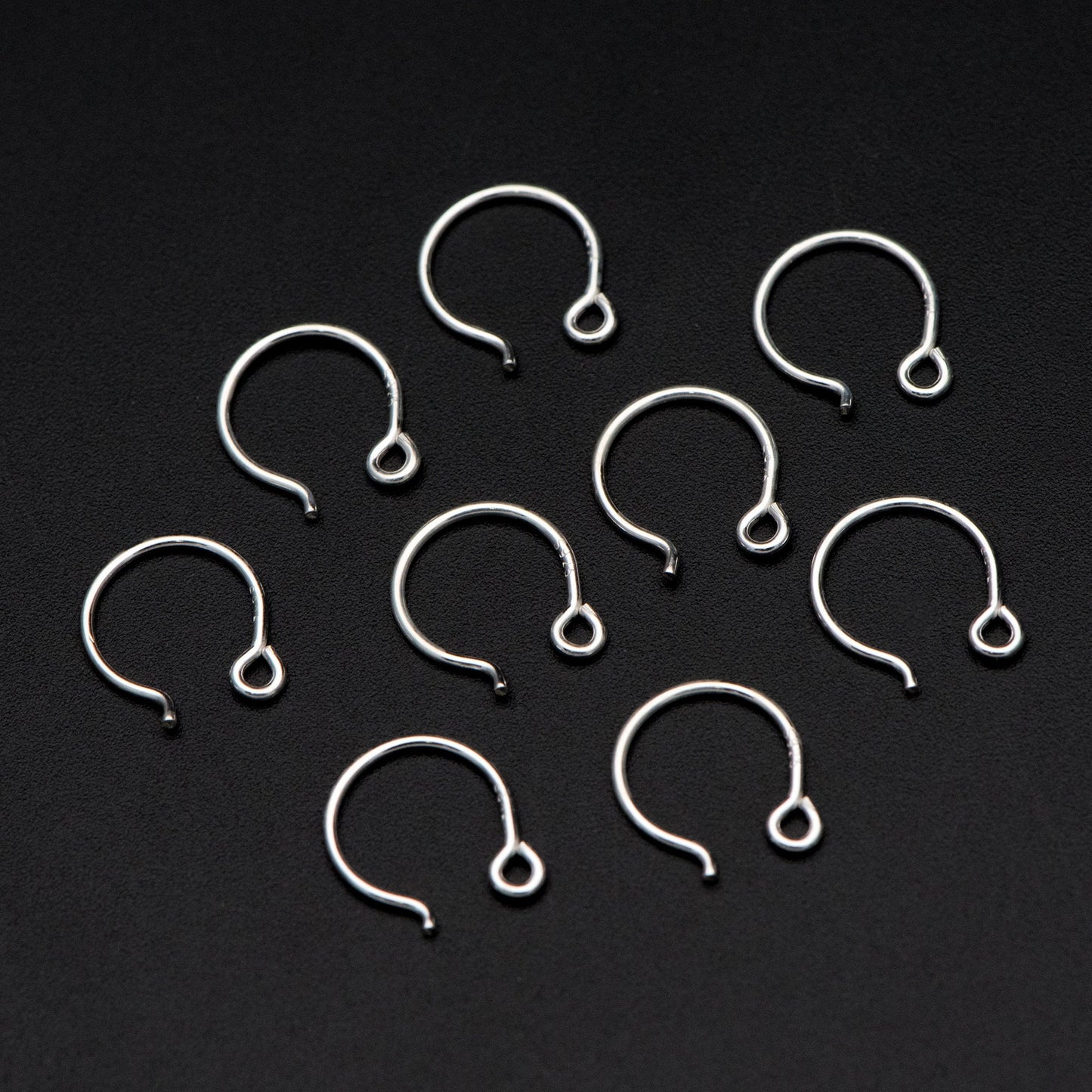 10pcs Sterling Silver Earring Hooks, .925 Silver Round Earwires 12x10mm (CY-016)