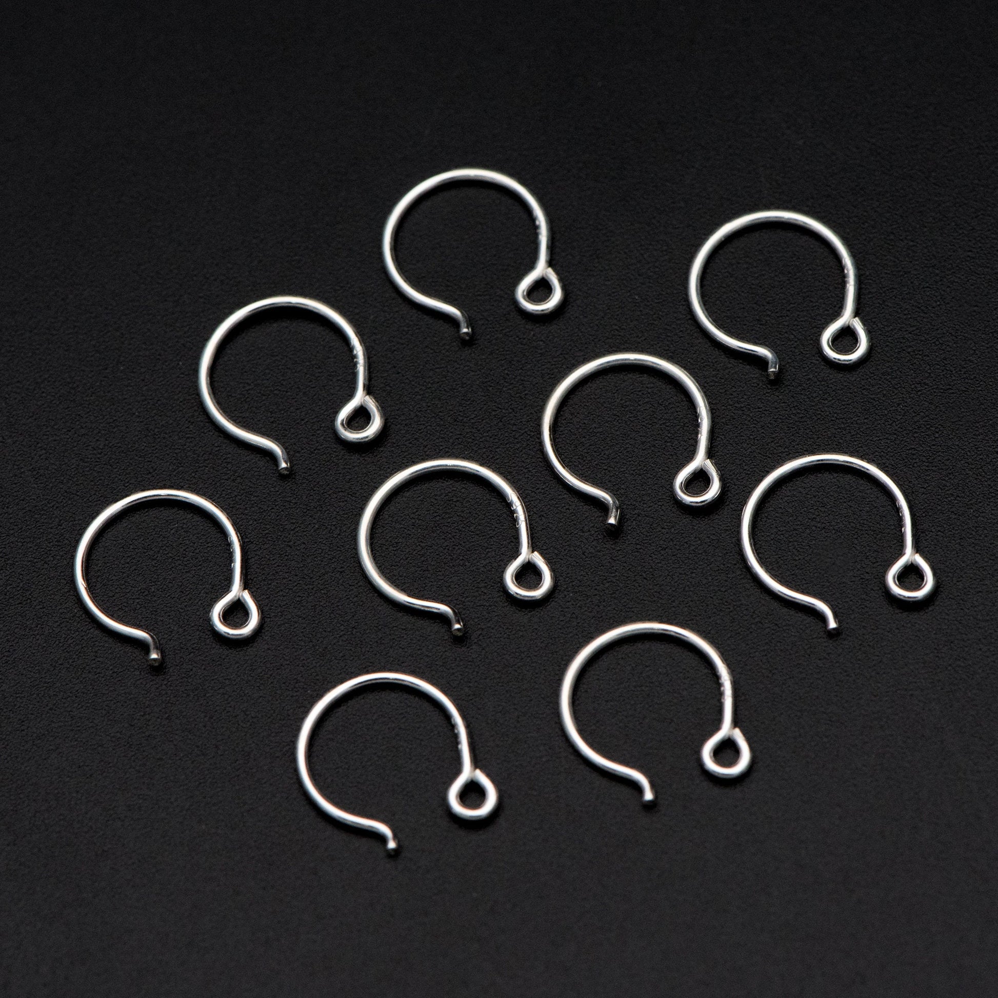 10pcs Sterling Silver Earring Hooks, .925 Silver Round Earwires 12x10mm (CY-016)