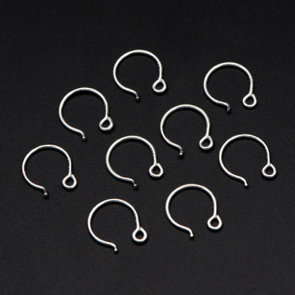 10pcs Sterling Silver Earring Hooks, .925 Silver Round Earwires 12x10mm (CY-016)