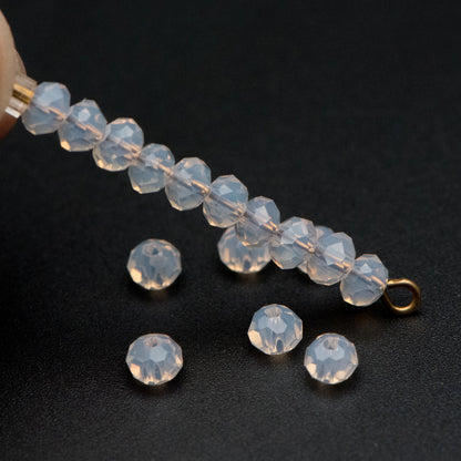 145pcs Crystal Glass Faceted Rondelle Glass Beads 3x4mm, Opal Grey / (BZ04-177)