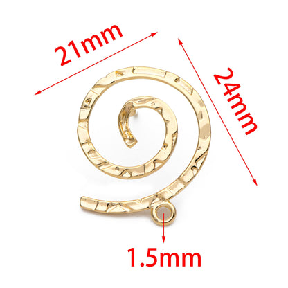10pcs Gold Vortex Earring with Loop, 24mm, Geometric Stud Earring, DIY Earring Components Wholesale (GB-855)
