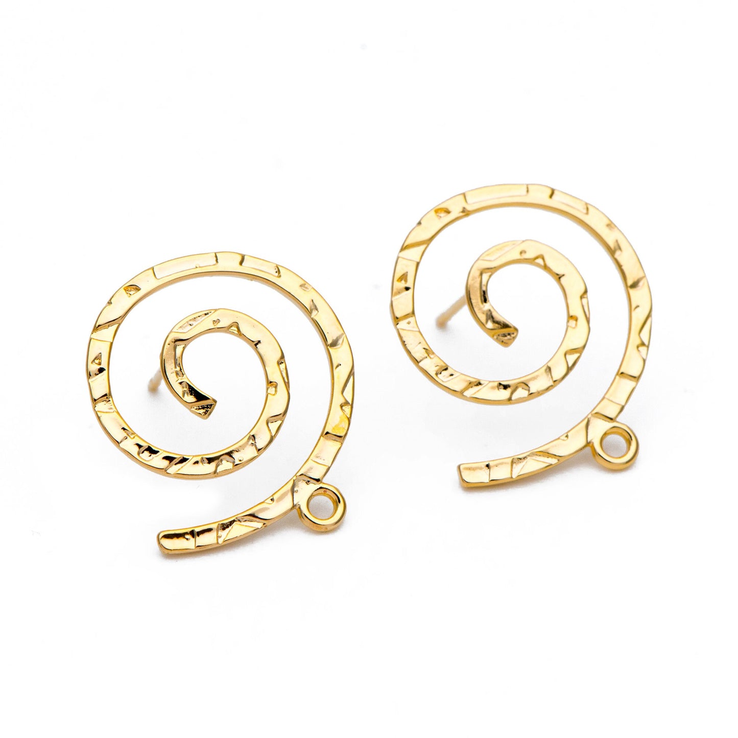 10pcs Gold Vortex Earring with Loop, 24mm, Geometric Stud Earring, DIY Earring Components Wholesale (GB-855)