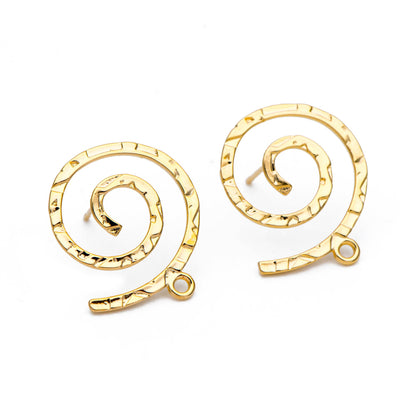 10pcs Gold Vortex Earring with Loop, 24mm, Geometric Stud Earring, DIY Earring Components Wholesale (GB-855)