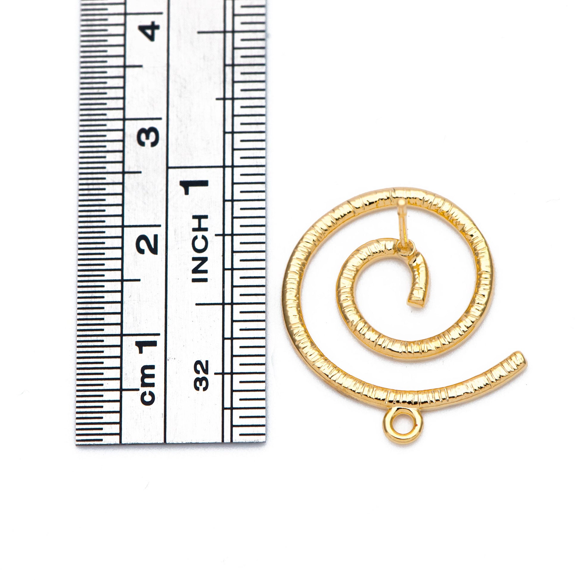 10pcs Gold Vortex Earring with Loop, 24mm, Geometric Stud Earring, DIY Earring Components Wholesale (GB-855)