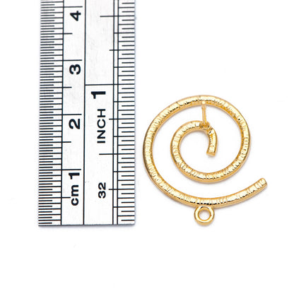 10pcs Gold Vortex Earring with Loop, 24mm, Geometric Stud Earring, DIY Earring Components Wholesale (GB-855)