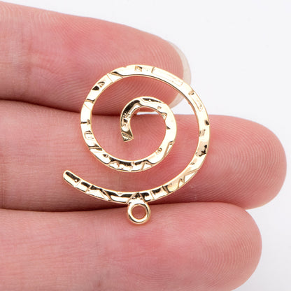 10pcs Gold Vortex Earring with Loop, 24mm, Geometric Stud Earring, DIY Earring Components Wholesale (GB-855)