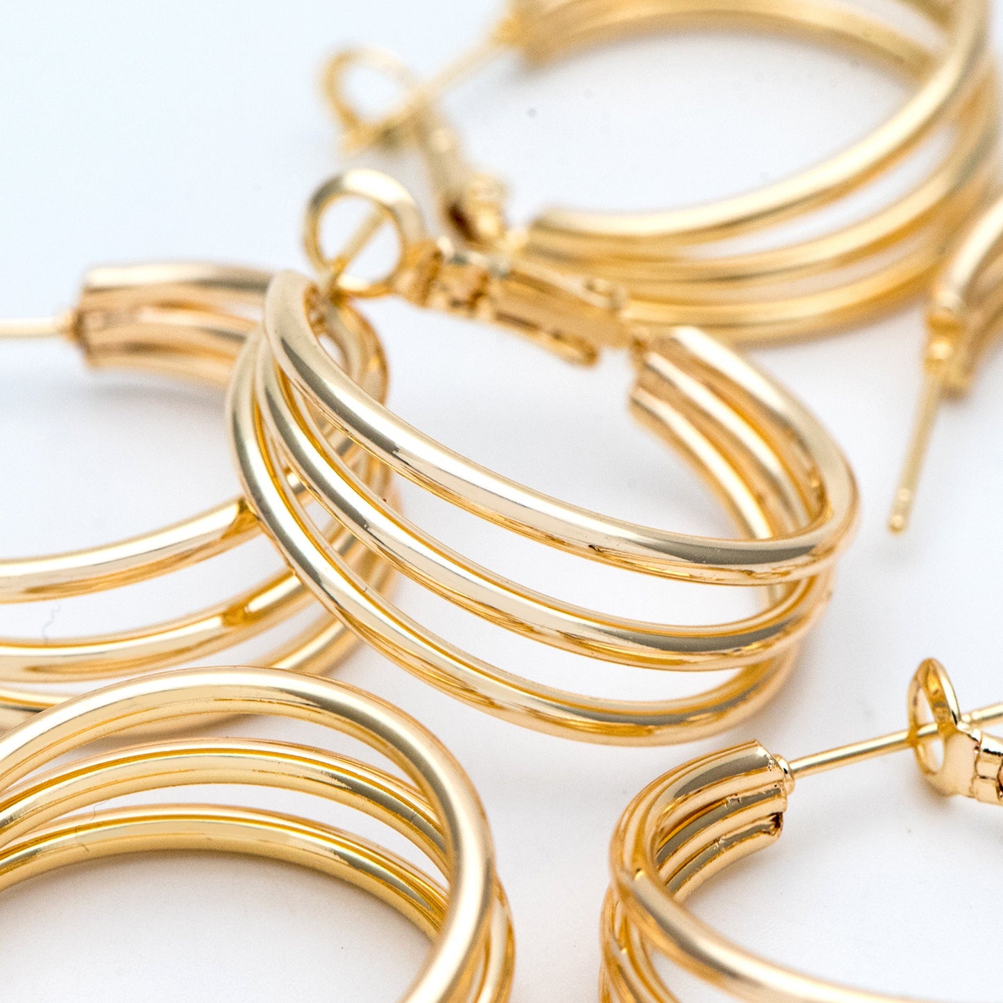 4pcs Gold Round Leverback Ear Hooks 25/30mm, 18K Gold plated Brass, Earring Hoop Components (GB-906)