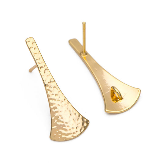 10pcs Hammered Bar Earring with Loop, 18K Gold plated Brass, Rustic Stud Earring Findings (GB-856)