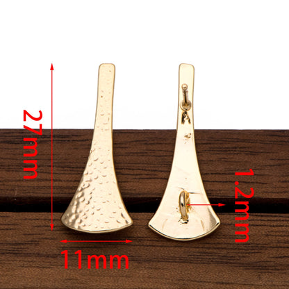 10pcs Hammered Bar Earring with Loop, 18K Gold plated Brass, Rustic Stud Earring Findings (GB-856)