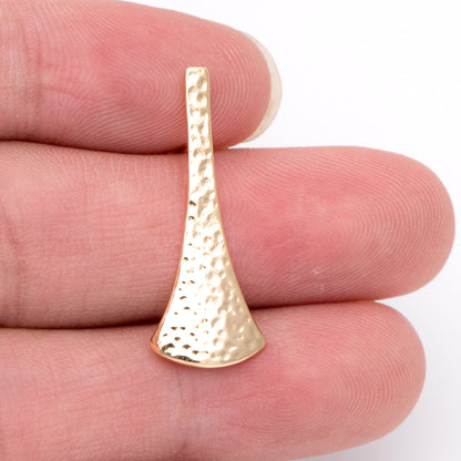 10pcs Hammered Bar Earring with Loop, 18K Gold plated Brass, Rustic Stud Earring Findings (GB-856)