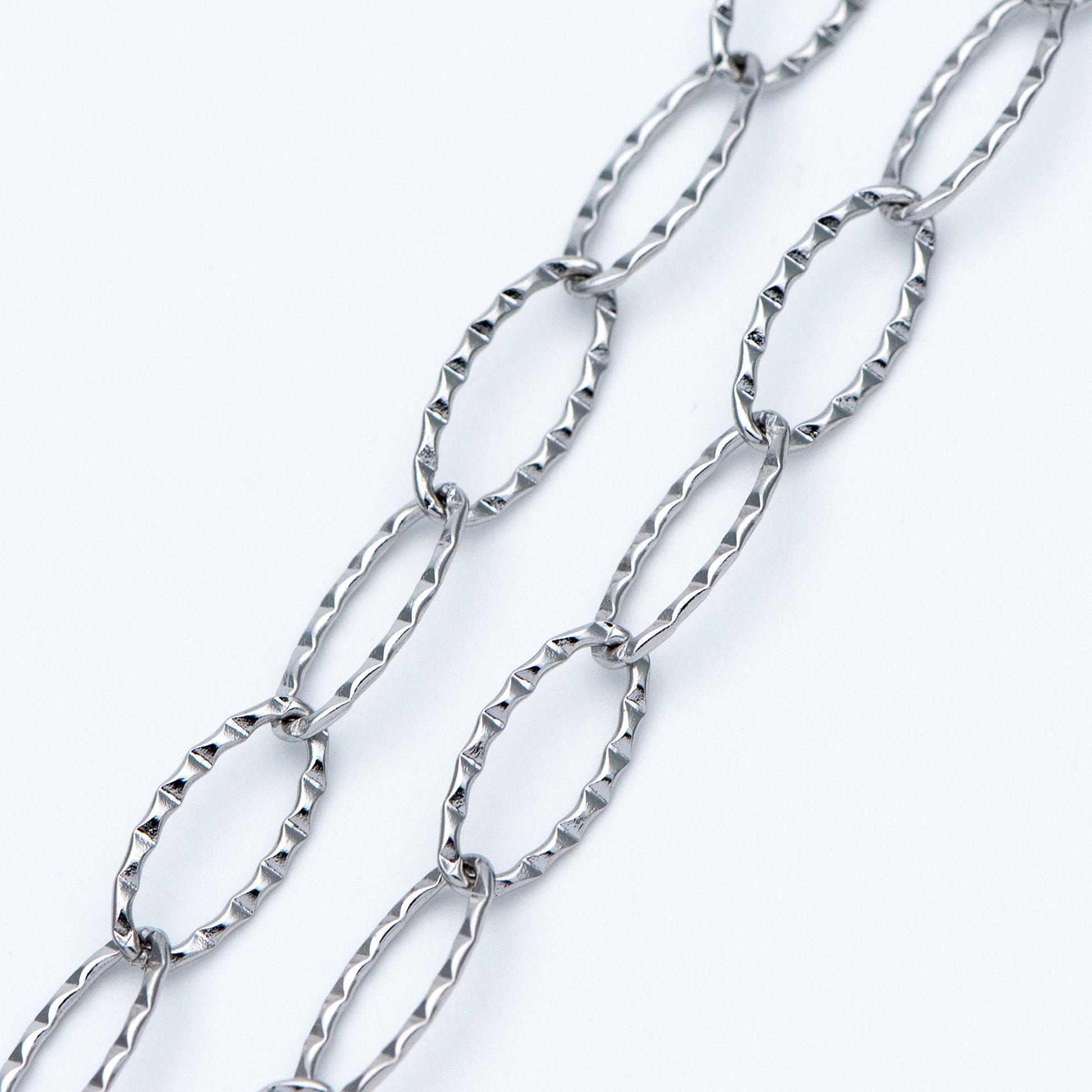 Stainless Steel Long Oval Chains, Silver tone Link 15x7mm, Craft DIY Chain Findings Wholesale (#LK-300)/ 1 Meter=3.3 ft