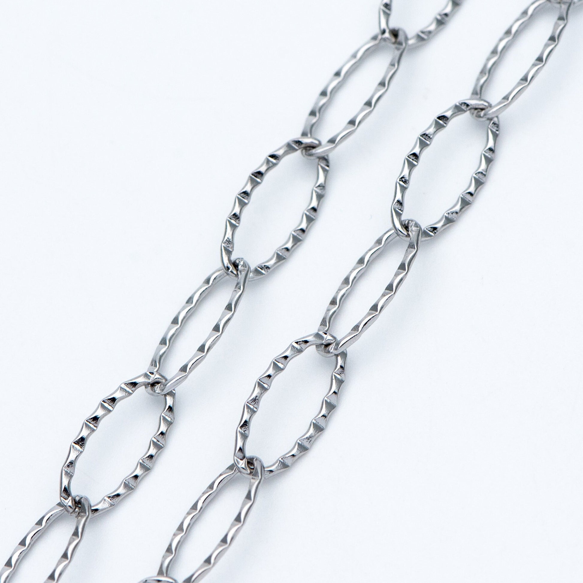 Stainless Steel Long Oval Chains, Silver tone Link 15x7mm, Craft DIY Chain Findings Wholesale (#LK-300)/ 1 Meter=3.3 ft