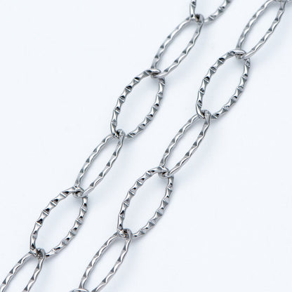 Stainless Steel Long Oval Chains, Silver tone Link 15x7mm, Craft DIY Chain Findings Wholesale (#LK-300)/ 1 Meter=3.3 ft
