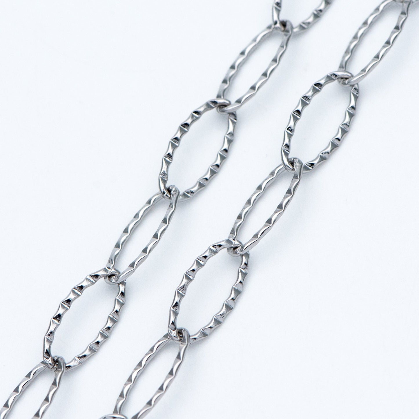 Stainless Steel Long Oval Chains, Silver tone Link 15x7mm, Craft DIY Chain Findings Wholesale (#LK-300)/ 1 Meter=3.3 ft