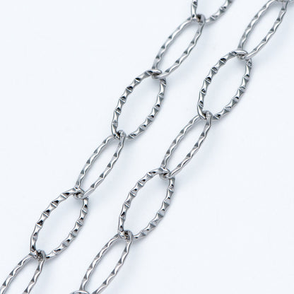 Stainless Steel Long Oval Chains, Silver tone Link 15x7mm, Craft DIY Chain Findings Wholesale (#LK-300)/ 1 Meter=3.3 ft