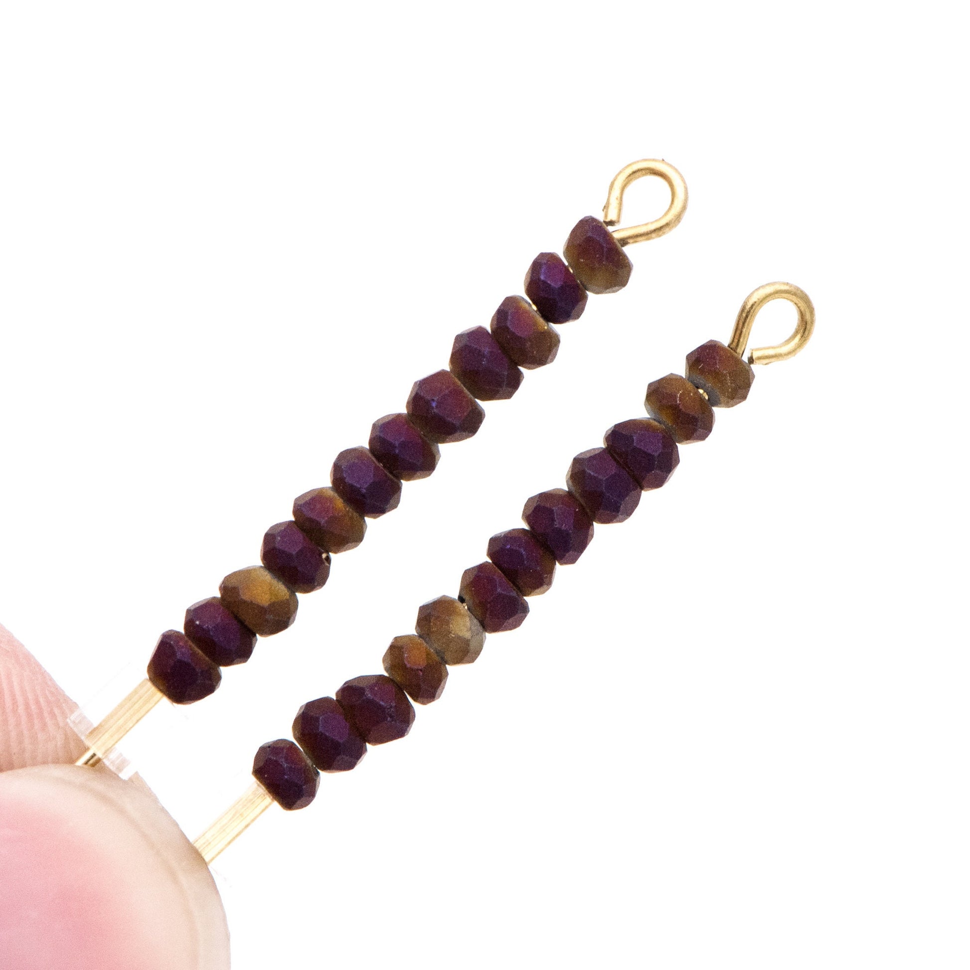 Crystal Glass Rondelle Faceted Tiny beads 3mm, Metal Purple Mette (#BZ99-7) (A set of 190 beads)