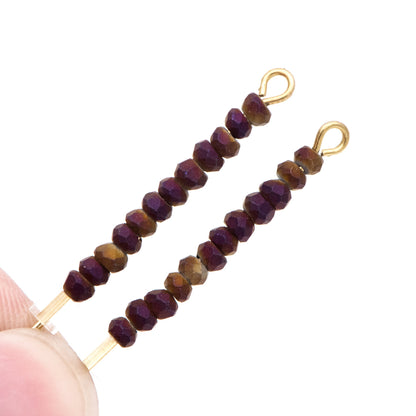 Crystal Glass Rondelle Faceted Tiny beads 3mm, Metal Purple Mette (#BZ99-7) (A set of 190 beads)