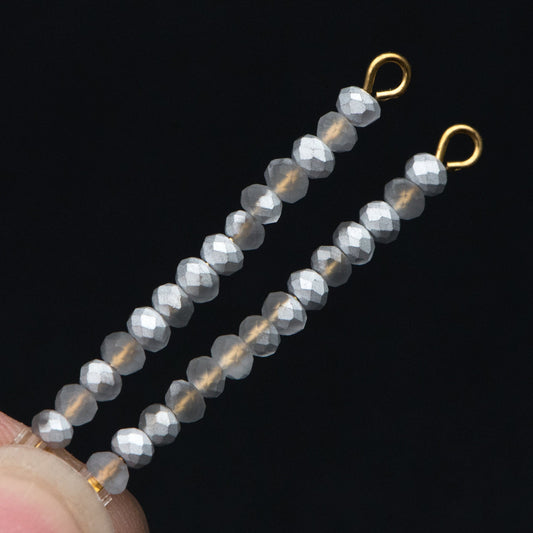 Crystal Glass Rondelle Faceted Tiny beads 3mm, Half Silver Matte (#BZ99-4) (A set of 190 beads)