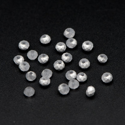 Crystal Glass Rondelle Faceted Tiny beads 3mm, Half Silver Matte (#BZ99-4) (A set of 190 beads)