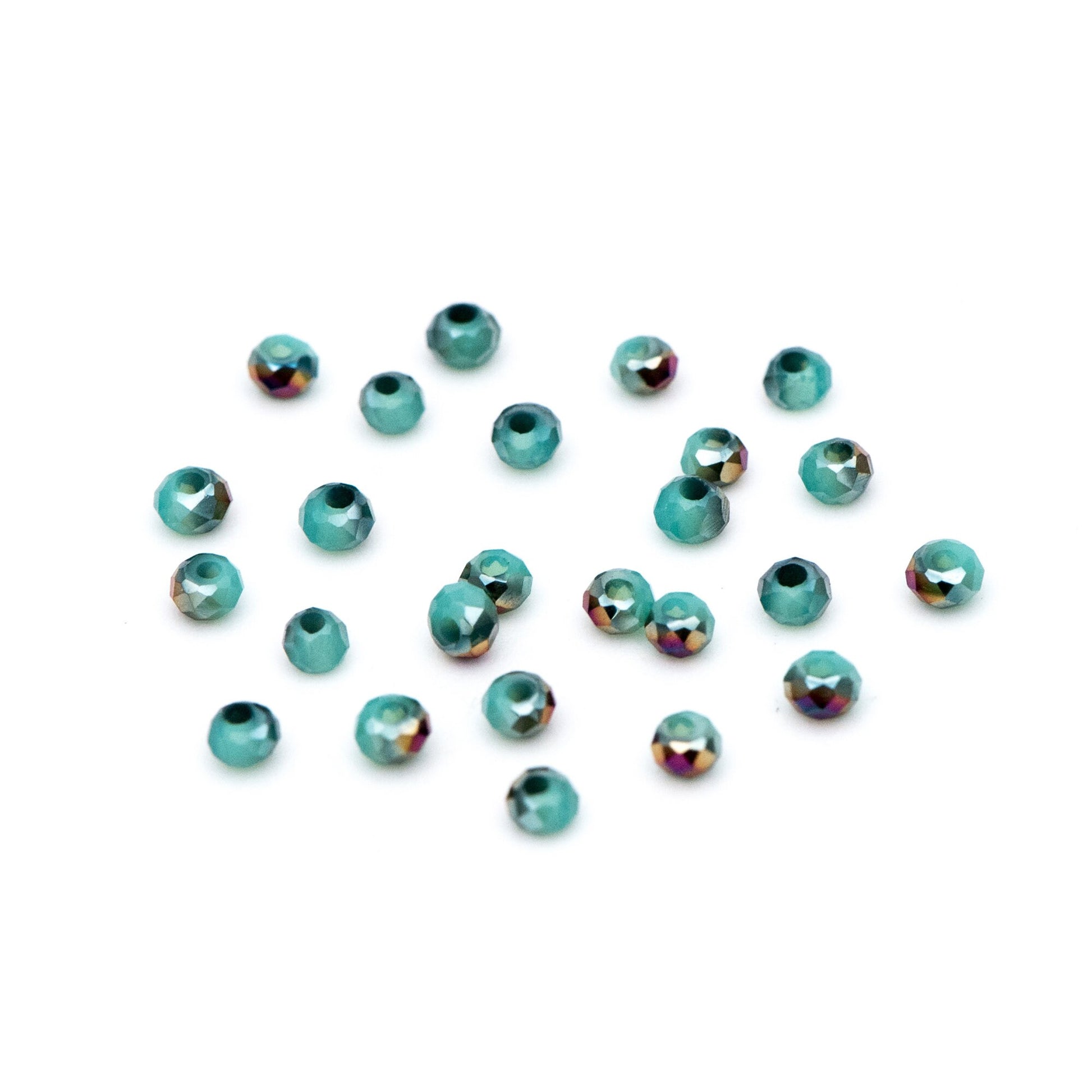 Crystal Faceted Rondelle Beads 2mm, Tiny Size Glass Spacer Beads, Green Half Metal Purple(BZ02-23) / 170 beads