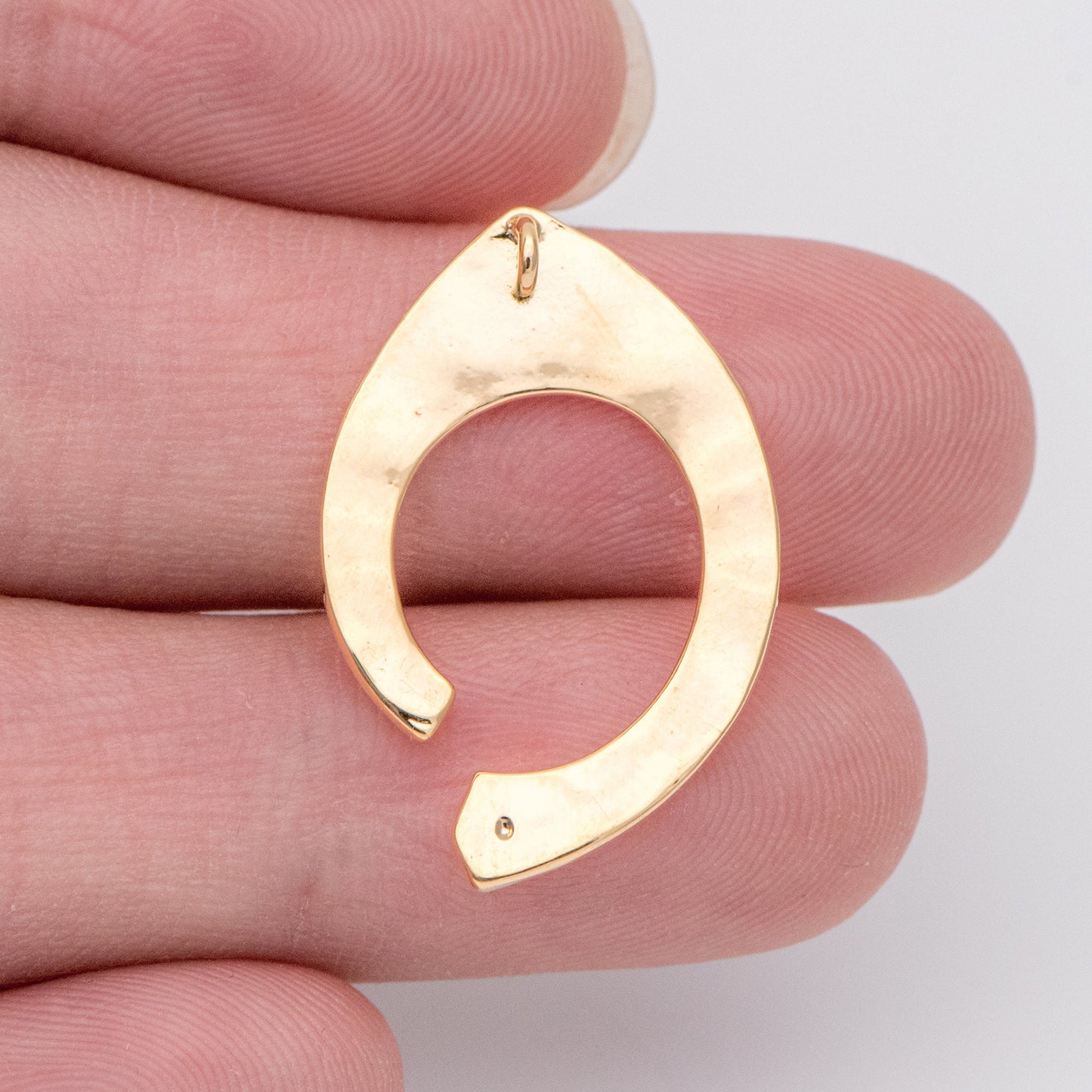 10pcs Gold plated Brass Hammered Charm Pendant 26x17mm, DIY Pearl Peg Mounts, Half Drilled Pearl Settings (GB-857)