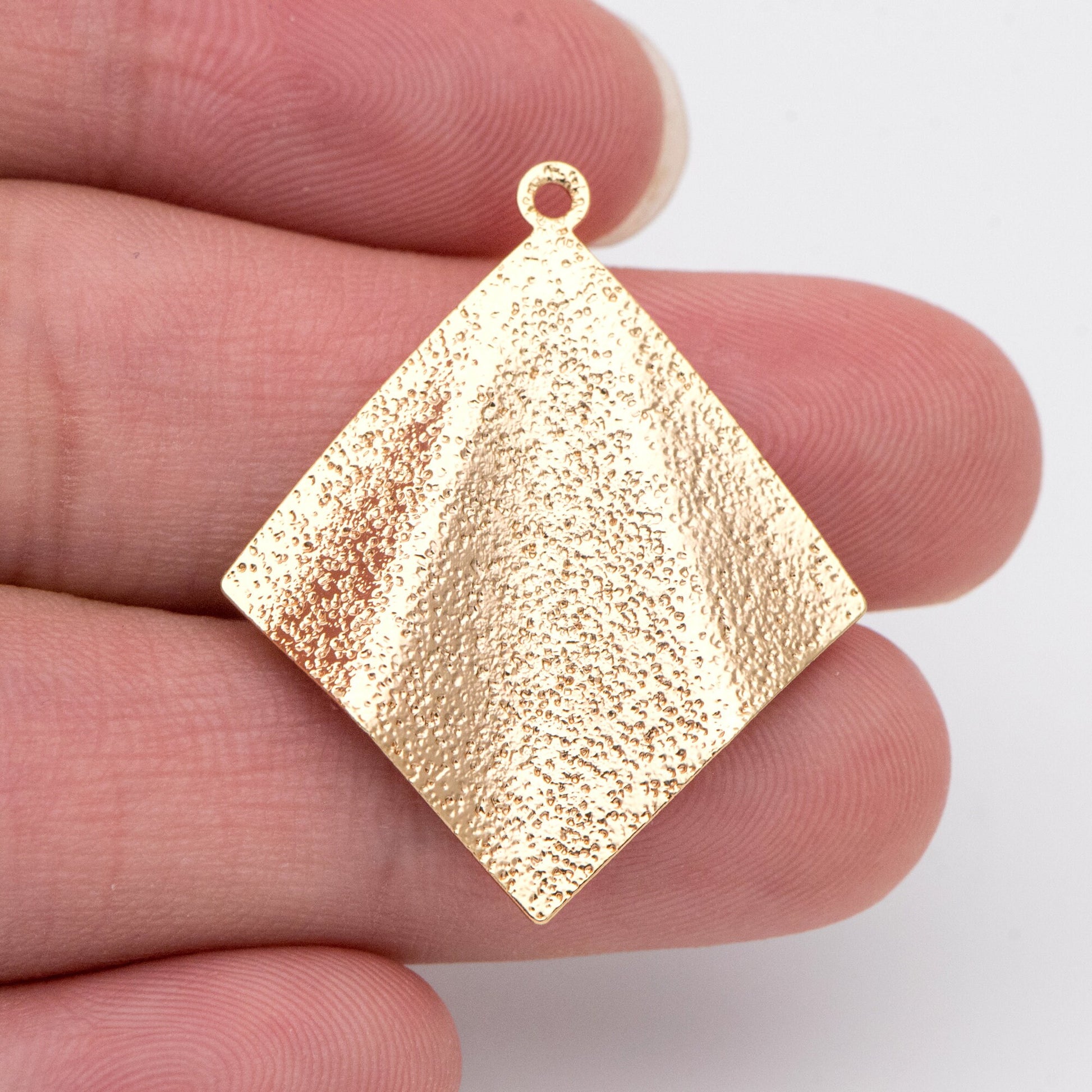10pcs Gold Square Disc Charms 32x27mm, Gold plated Brass Geometric Rhombus Pendants (GB-265-H)