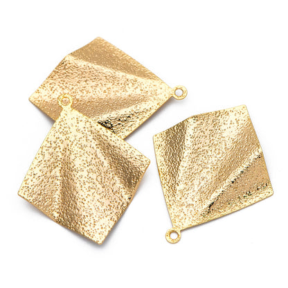 10pcs Gold Square Disc Charms 32x27mm, Gold plated Brass Geometric Rhombus Pendants (GB-265-H)