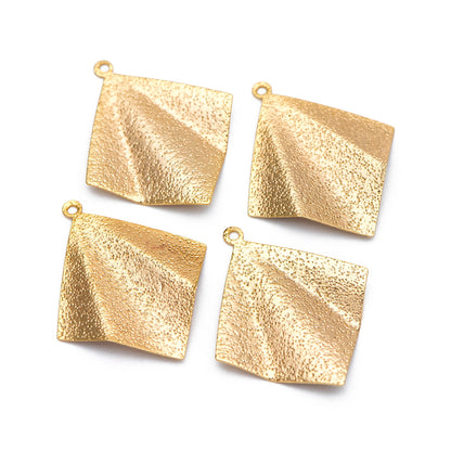 10pcs Gold Square Disc Charms 32x27mm, Gold plated Brass Geometric Rhombus Pendants (GB-265-H)