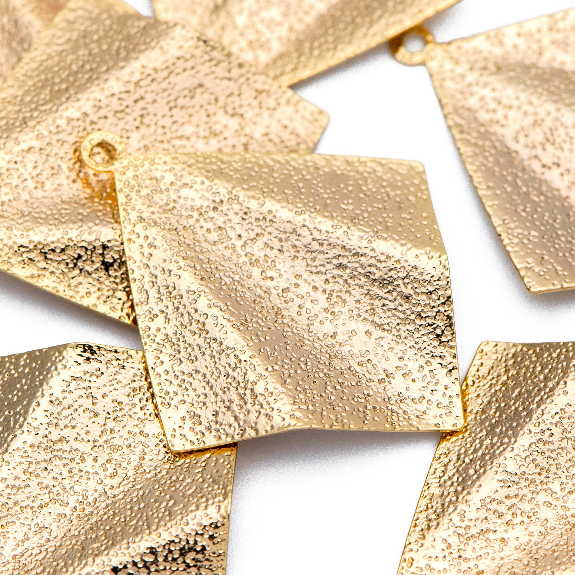 10pcs Gold Square Disc Charms 32x27mm, Gold plated Brass Geometric Rhombus Pendants (GB-265-H)