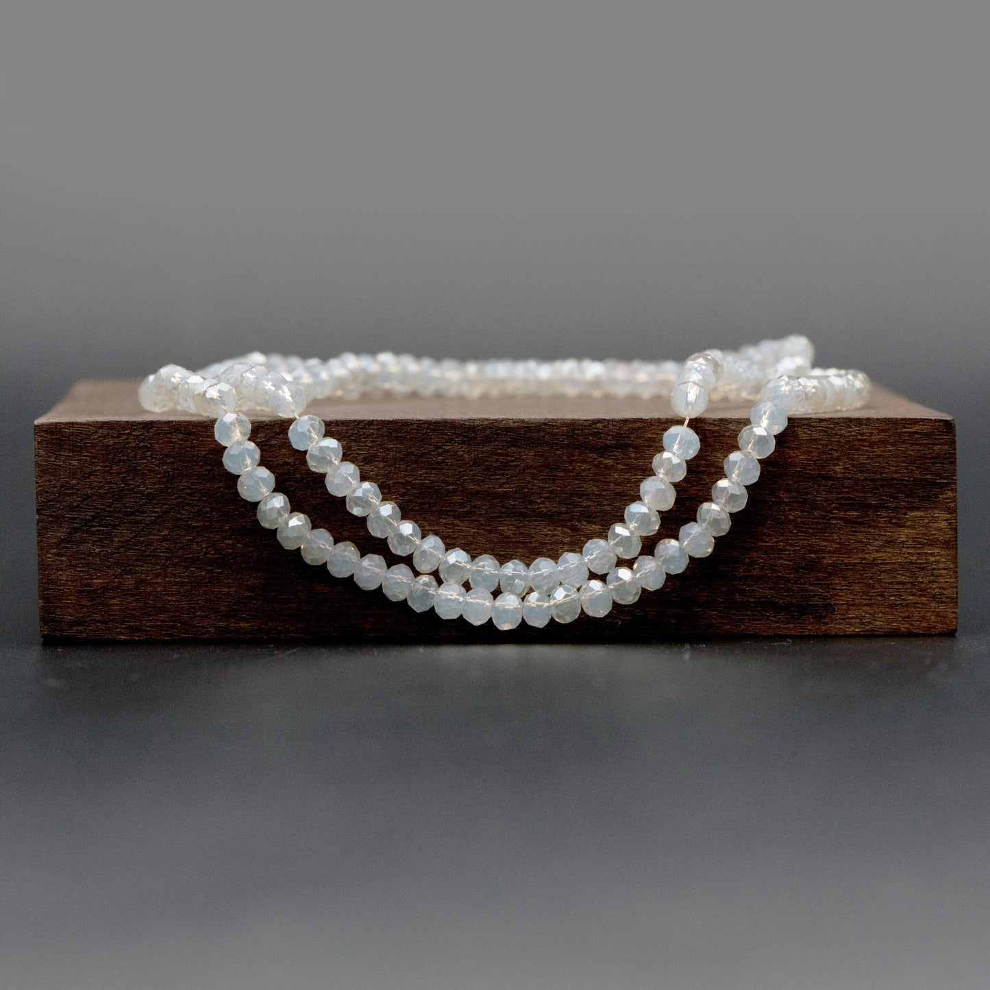 Crystal Rondelle Faceted Glass beads 3x4mm Opal Champagne -(BZ04-70)/ 145pcs