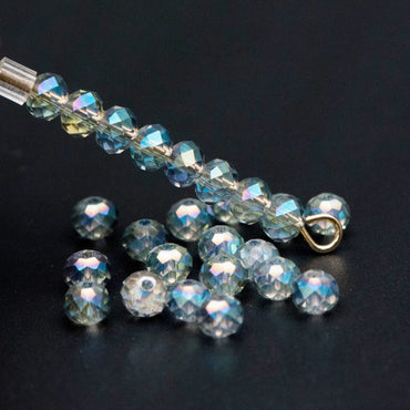 Faceted Rondelle Glass Crystal Beads Green 3x4mm-BZ04-82 / 140Pcs