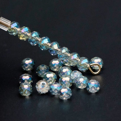 Faceted Rondelle Glass Crystal Beads Green 3x4mm-BZ04-82 / 140Pcs