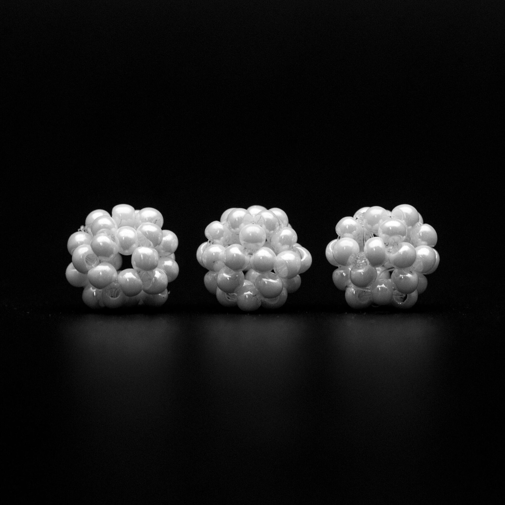 10pcs Japan Miyuki Seed Glass Beadd Cluster 8mm, White Beaded Ball Charm Pendants (RM-44)
