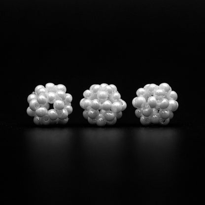10pcs Japan Miyuki Seed Glass Beadd Cluster 8mm, White Beaded Ball Charm Pendants (RM-44)