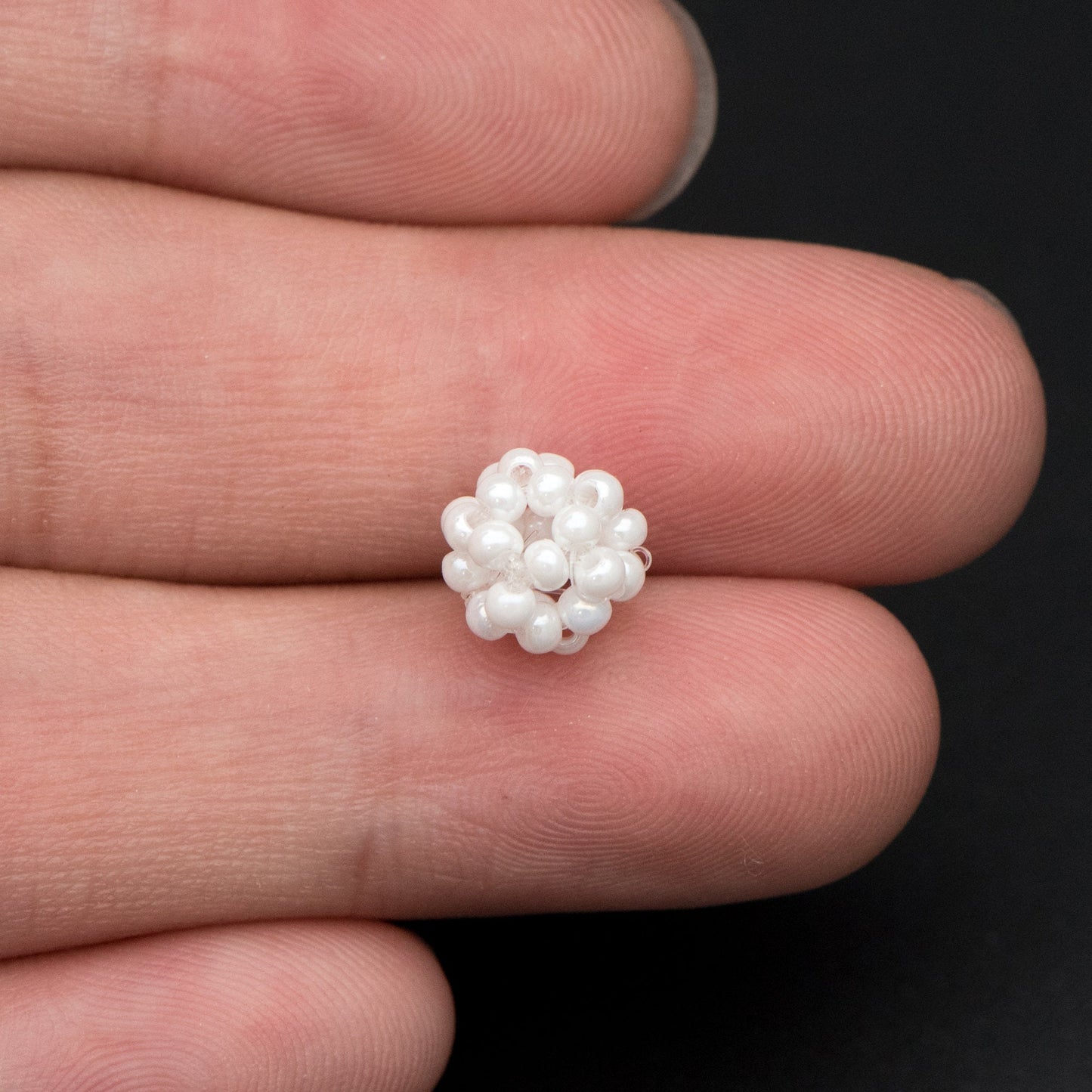 10pcs Japan Miyuki Seed Glass Beadd Cluster 8mm, White Beaded Ball Charm Pendants (RM-44)