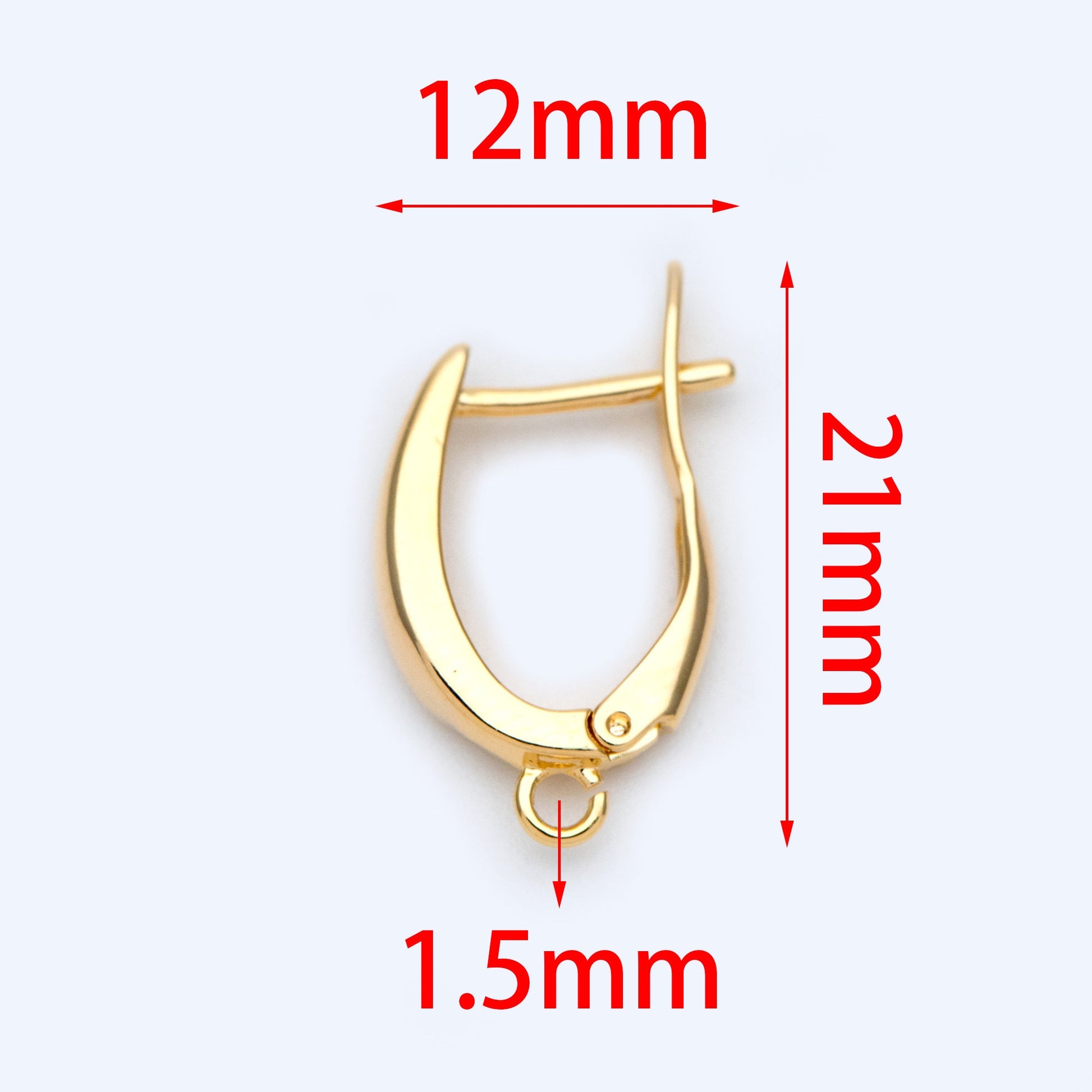 10pcs Gold/ Silver Tone Leverback Ear Hooks 21x12mm, Real Gold/ rhodium plated Brass, Earring Hooks with Loop (GB-848-B)