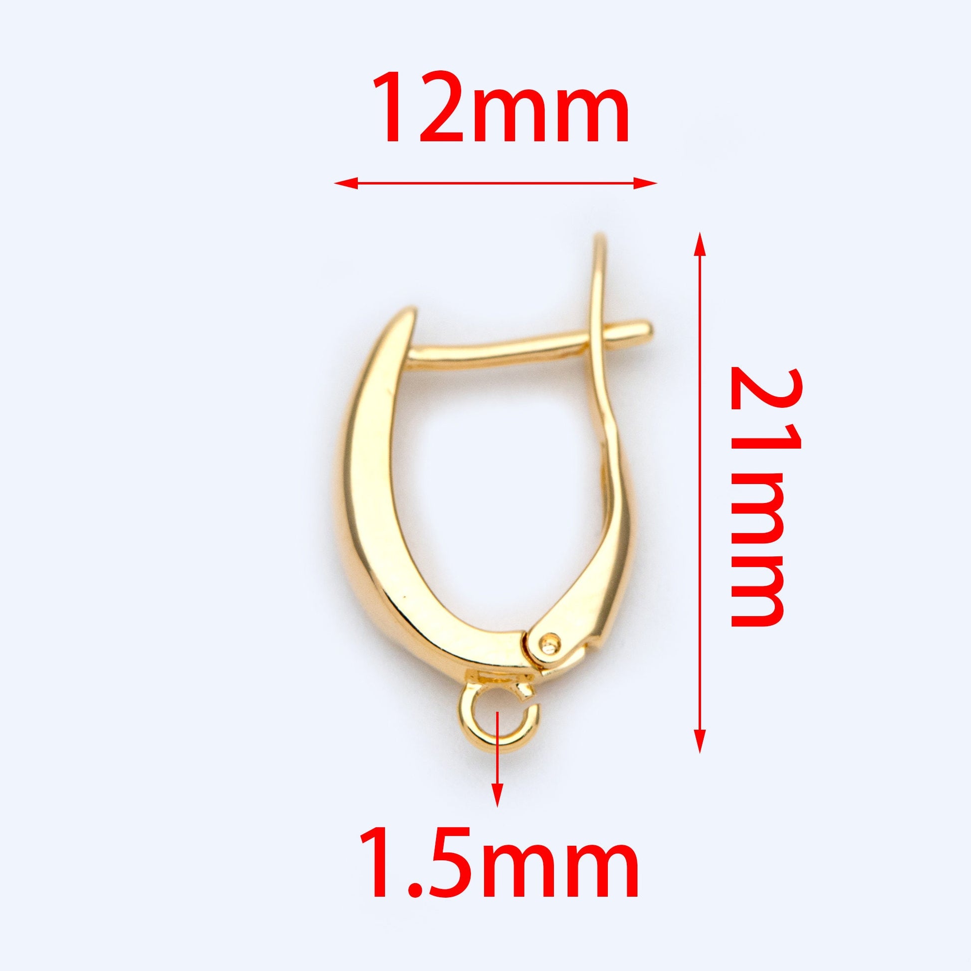 10pcs Gold/ Silver Tone Leverback Ear Hooks 21x12mm, Real Gold/ rhodium plated Brass, Earring Hooks with Loop (GB-848-B)