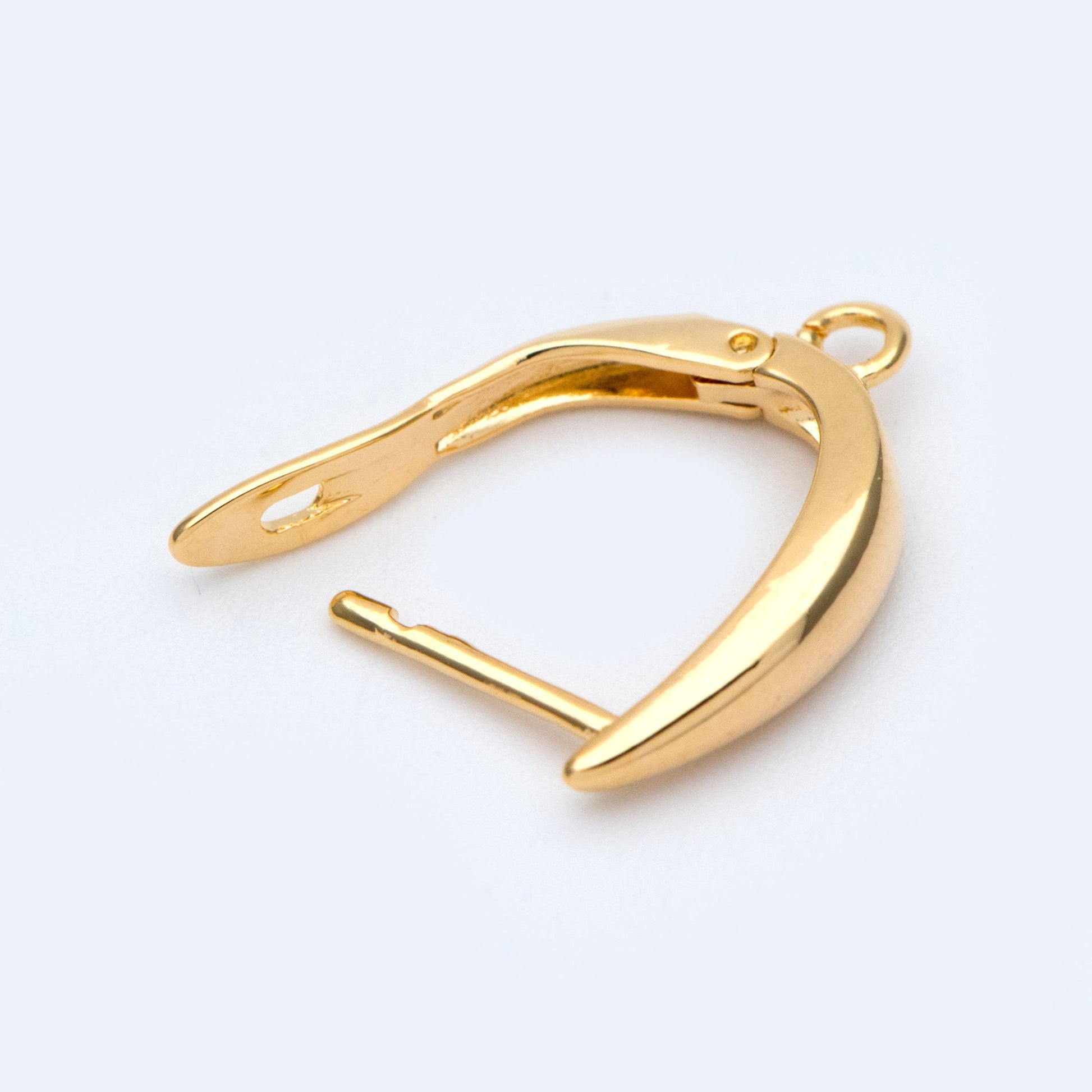 10pcs Gold/ Silver Tone Leverback Ear Hooks 21x12mm, Real Gold/ rhodium plated Brass, Earring Hooks with Loop (GB-848-B)